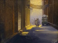 Arshed Maqabool, 14 x 18 Inch, Oil on Canvas, Cityscape Painting, AC-AHMQ-006